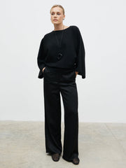 Aurelie Drape Sleeve Knit Jumper - Black