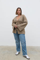 Autumn Knit Cardigan Curve - Dark Beige