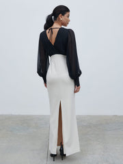 Ayla Contrast Maxi Dress - Black and White