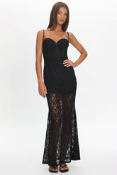 Clover Sweetheart Neckline Maxi Dress Lace Black