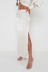 Bec Ruched Waist Midaxi Skirt - Oyster