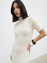 Belisse Short Sleeve Knit Midaxi Dress - Cream
