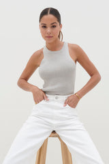 Billie Ribbed Racer Crop Top -