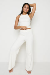 Billie Ribbed Racer Tee Lounge - Cream
