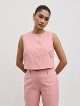 Blair Cropped Button Top - Pink