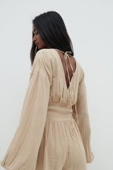 Blake Shirred Playsuit - Beige