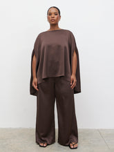 Breya Cape Floaty Satin Top Curve - Chocolate Brown