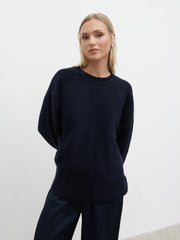 Camille Oversized Borg Jumper - Navy