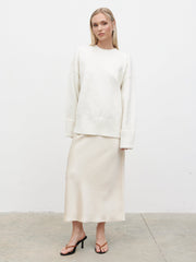 Breya Satin Midaxi Skirt - Oyster