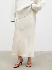 Breya Satin Midaxi Skirt - Oyster