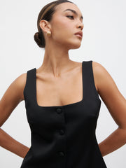 Breya Satin Waistcoat - Black