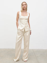 Breya Satin Waistcoat - Oyster