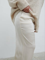 Breya Satin Drawstring Trousers Curve - Oyster