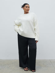 Breya Satin Drawstring Trousers Curve - Black
