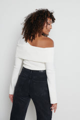 Brigitte Asymmetric Knit Top- Cream