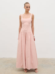 Bronte Square Neck Maxi Dress - Dusty Rose
