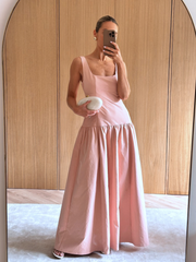 Bronte Square Neck Maxi Dress - Dusty Rose