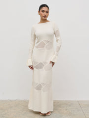 Bronwyn Patterned Knit Maxi Dress - Cream