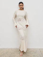 Bronwyn Patterned Knit Maxi Dress - Cream