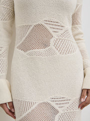Bronwyn Patterned Knit Maxi Dress - Cream