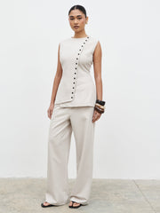 Brylee Tailored Drawstring Trousers - Stone