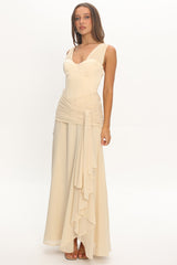 Keia Waist Sash Maxi Dress Powder Butter