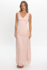 Keia Crepe Chiffon One-Shoulder Maxi Dress Light Pink