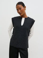Cadence Knit Tabbard Vest - Charcoal