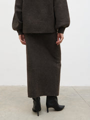Camille Midaxi Knit Skirt - Bark