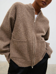 Camille Boucle Knit Bomber - Mocha