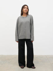 Camille Oversized Borg Jumper - Charcoal