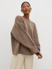 Camille Oversized Borg Jumper - Mocha