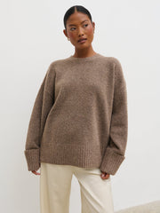 Camille Oversized Borg Jumper - Mocha