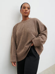 Camille Oversized Borg Jumper Curve - Mocha