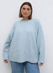 Camille Oversized Borg Knit Jumper Curve - Pale Blue