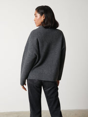 Carla Zipped Knit Jumper - Charcoal