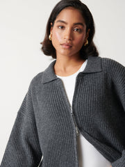 Carla Zipped Knit Jumper - Charcoal