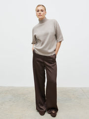 Carmel 3/4 Sleeve Grown Neck Knit Jumper - Beige