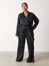 Carmen Satin Jumpsuit Curve - Black