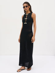 Celeste Knit Maxi Dress - Black and Cream