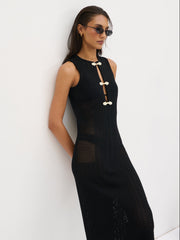 Celeste Knit Maxi Dress - Black and Cream