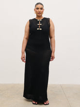 Celeste Knit Maxi Dress Curve - Black and Cream