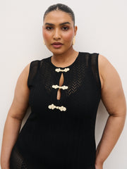 Celeste Knit Maxi Dress Curve - Black and Cream