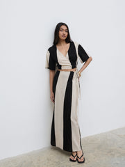 Chaya Printed Wrap Top - Cream and Black