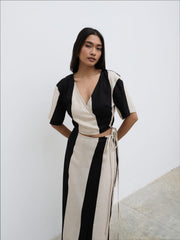 Chaya Printed Wrap Top - Cream and Black