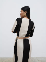 Chaya Printed Wrap Top - Cream and Black
