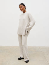 Chelsea Knit Trousers with Folded Waistband - Beige