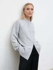 Claudia Double Ended Zip Knit Cardigan - Light Grey