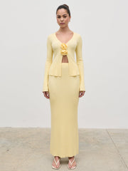 Clemmie Knit Maxi Skirt - Pale Lemon
