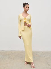 Clemmie Knit Maxi Skirt - Pale Lemon